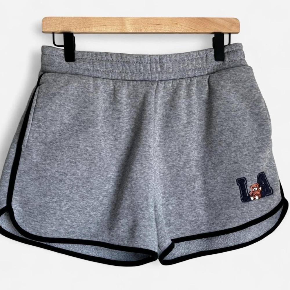 LA Teddy Bear Lounge Shorts - Heather Gray Graphic Sweat Shorts